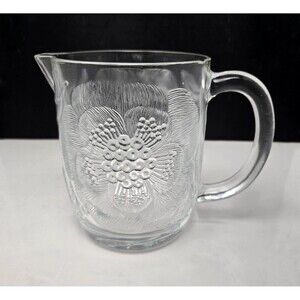 Vintage Arabia Finland Glass Pioni Peony Pitcher Jug Olva Toikka  6” *READ*